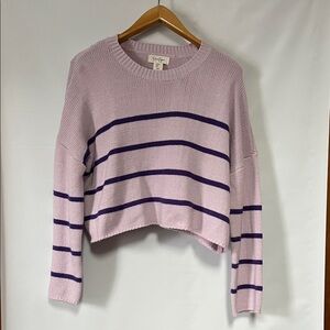 Jessica Simpson Lavender and  Purple Crew Neck Striped CropSweater Sz M